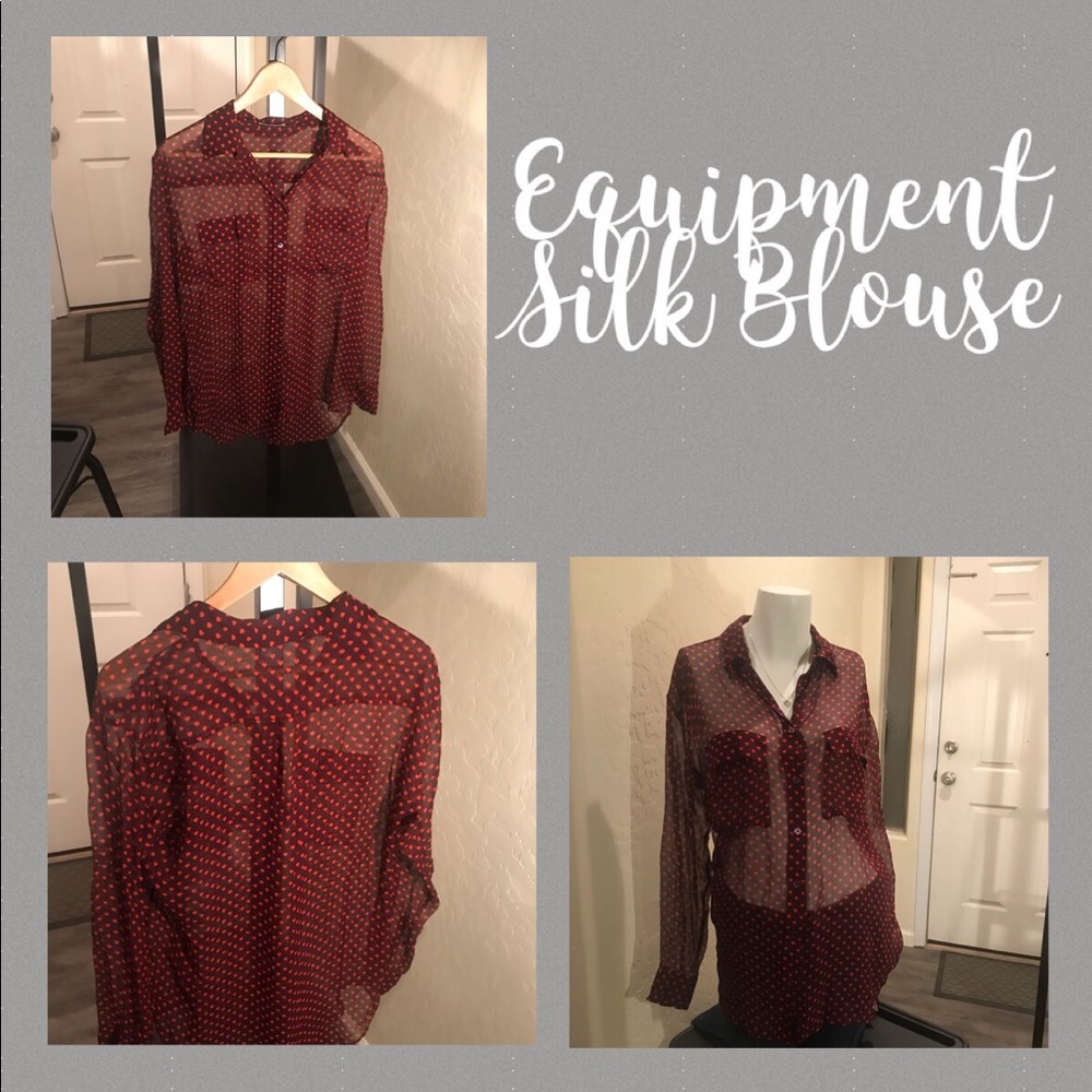 100% silk EQUIPMENT long sleeve blouse M